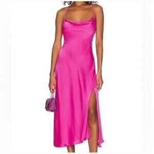 House of Harlow 1960 Ruched Satin Midi Dress, Size L